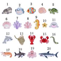 Patchs brodés animaux marins à thermocoller pour vêtements, patchs décoratifs brodés pour vestes, sacs, chapeaux