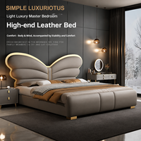 Cadre de lit plateforme King Size en cuir véritable de luxe, rembourré, robuste, mobilier de chambre à coucher, vente en gros d'usine