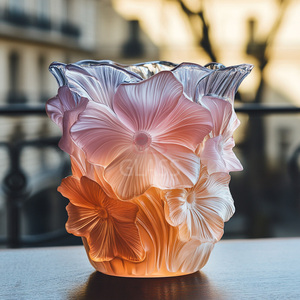 Jarrón de hojas de cristal tallado a mano para decoración del hogar - Product Image 3