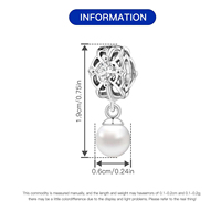 Pendentif carré élégant rétro en cuivre plaqué argent avec perles et zircon, filigrane ajouré, fait main, pour la création de bijoux pour enfants