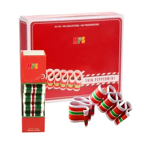 Halal BRC Certificate Factory Custom Holiday Thin Peppermint Ribbon Shape Candies Christmas Classic Hard Candy