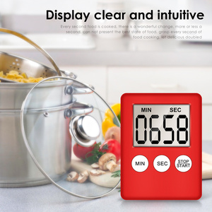 Temporizador de cocina cuadrado Pantalla digital LCD Imán Cuenta regresiva Reloj despertador Material plástico Herramienta de medición y medición - Product Image 4
