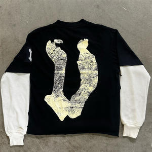 Unisex High Quality 100% Cotton Terry <b>T</b>-<b>Shirt</b> Double Layer <b>Long</b> Sleeve Anti-Shrink Oversize Casual Design Spring Customizable - Product Image 1