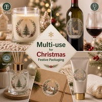 Étiquette autocollante transparente résistante à la cire, personnalisée pour les fêtes de Noël, avec impression dorée à chaud, code-barres, imperméable, pour pot de bougie