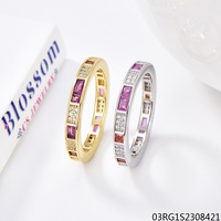 Bloesem Cs Sieraden Hot Sale Zilver 925 Regenboog Kleurrijke Zirkonia Gouden Mode Ringen Vrouwen-Voor Bruiloften Rhodium Setting