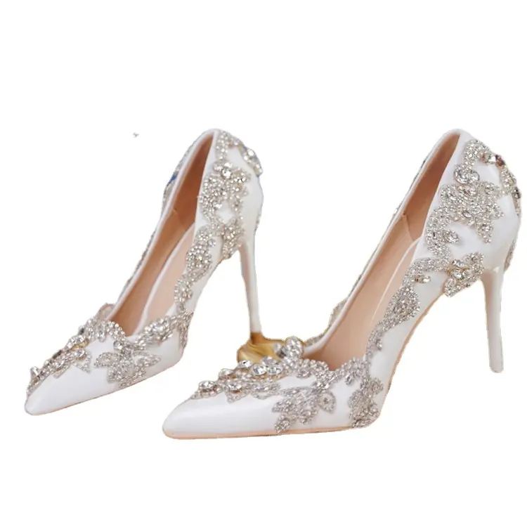 Luxury wedding women shoes Ladies wedding shoes high heel thin heel diamond crystal rhinestone shoes for wedding