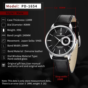 Montre-bracelet à quartz de luxe Pagani Design PD-1654 1654, bracelet en cuir, étanche, pour homme, Reloj Hombre, avec boîte - Product Image 2