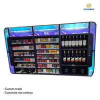 Étagères de supermarché modernes réglables et personnalisables, vitrines éclairées pour cigarettes dans les magasins de détail