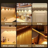Lumière LED ultra-mince à détection humaine, style moderne et minimaliste, rechargeable, auto-adhésive, pour placards et éclairage de meubles