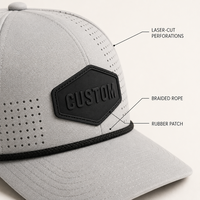 Op maat gemaakte laser-gesneden geperforeerde baseballcap, ademend, geventileerd, katoenen touw, 6 panelen, verstelbaar, unisex, groothandel, OEM, lage minimale bestelhoeveelheid