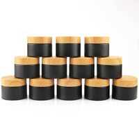 Pot cosmétique rond en verre avec couvercle à vis en bois, conteneur de crème givré, emballage avec impression sérigraphique