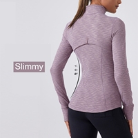 Logo Kustom Jaket Yoga Wanita Pakaian Olahraga Lari Bernapas Slim Fit Lengan Panjang dengan Lubang Ibu Jari Atasan Olahraga Kebugaran Gym SQ182