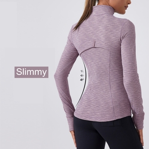 Abbigliamento <span class=keywords><strong>sportivo</strong></span> da corsa con Logo personalizzato traspirante a manica lunga con foro per il pollice palestra sport per Fitness <span class=keywords><strong>top</strong></span> da donna con cerniera giacca Yoga - Product Image 3