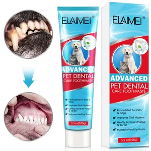 ELAIMEIペット猫犬の歯磨き粉歯科計算ミントフレーバー口腔洗浄口臭ケア製品犬の歯磨き粉