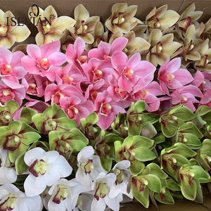 ISEVIAN Fleur de <span class=keywords><strong>Cymbidium</strong></span> au toucher réel, <span class=keywords><strong>orchidée</strong></span> artificielle blanche de type <span class=keywords><strong>Cymbidium</strong></span> - Product Image 4