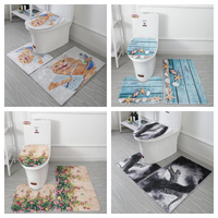 Ensemble de 3 tapis de salle de bain en velours cristal doux avec dos antidérapant pour la douche et la toilette, pour plus de sécurité et de confort