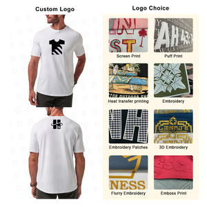 Camiseta de Manga Corta con Dobladillo Curvo 100% Algodón al por Mayor, Logotipo Personalizado con Serigrafía, Camiseta Informal Holgada de 180 Gramos para Hombre, Estilo Casual - Product Image 3