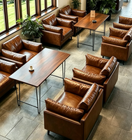 Ensemble de meubles de négociation rétro médiéval, table ronde en bois simple, bar à cigares, combinaison table et chaises