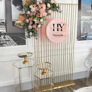 Supporto per Fiori in Ferro Dorato da 2M, Scaffale Geometrico, Colonna per Torte, per Arco Nuziale, Sfondo Metallico per Compleanni - Product Image 4
