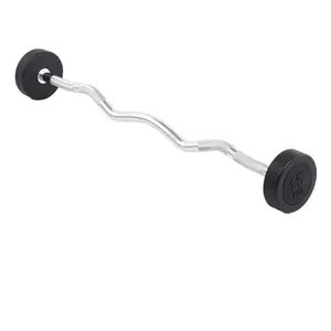 Gym Home Use Barbell set Weightlifting P035 Fixed Curl Rubber Barbell