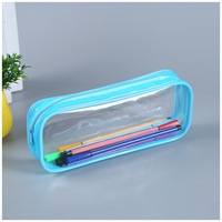Trousse à crayons transparente en PVC grande capacité pour étudiants, 20*8.5*3.5CM, sac de papeterie pratique avec fermeture éclair et logo imprimé, vente en gros