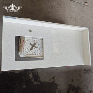 Goldtop <b>Stone</b> Polished Customized Size 2005 <b>Artificial</b> Quartz <b>Stone</b> Snow White Countertop Vanity Tops for Project Villa Hotel - Product Image 2