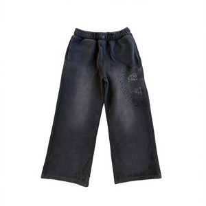 Pantalons de survêtement décontractés surdimensionnés en coton lourd, style français, jambes droites, amples, évasés, pour hommes - Product Image 1