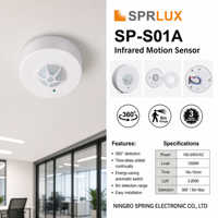 Interruptor con Sensor de Movimiento Infrarrojo Ajustable con Detección de 360° y Rango de 8 Metros, Retardo de Tiempo para Uso en Interiores/Exteriores en Domótica