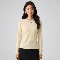 Pull en laine mélangée respirant pour femme, col rond, manches longues, couleur unie, tricoté, idéal pour l'été