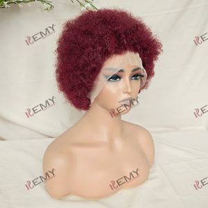 Perruque KEMY HAIR 99J Afro Kinky Curly Brésilienne 100% <span class=keywords><strong>Cheveux</strong></span> Humains Vierges <span class=keywords><strong>Courte</strong></span> <span class=keywords><strong>pour</strong></span> <span class=keywords><strong>Coupe</strong></span> Pixie Dentelle Transparente Noire <span class=keywords><strong>pour</strong></span> Femmes - Product Image 4