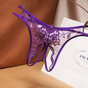 Culotte <span class=keywords><strong>de</strong></span> bikini taille basse en dentelle brodée à l'entrejambe ouvert pour jeunes femmes avec <span class=keywords><strong>gaze</strong></span> en maille Sous-vêtements sexy pour jeunes filles - Product Image 3