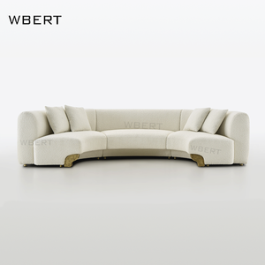 WBERT <span class=keywords><strong>di</strong></span> lusso <span class=keywords><strong>moderno</strong></span> divano curvo-mobili per la casa con gru in giada tessuto bianco e rame divano in metallo - Product Image 1