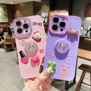 Idol 360 Diamond Integrated Ring Sticker Doll Cell Phone Case for iPhone for Samsung for Xiaomi