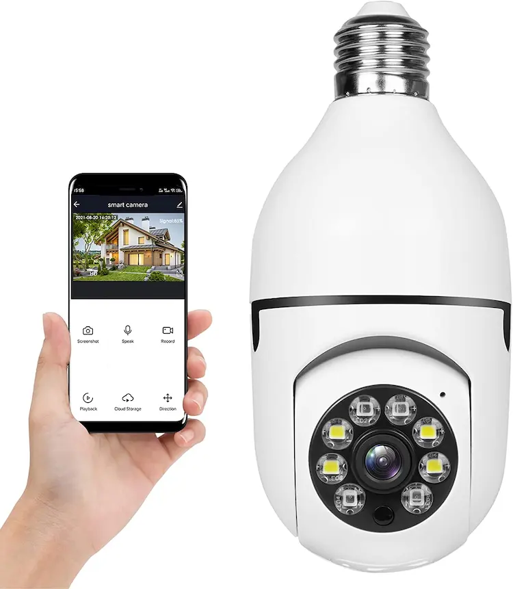 Draadloze Wifi Gloeilamp Camera Security Camera Met Smart Bewegingsdetectie En Alarm Twee Manier Audio Bulb Camera 360 Graden