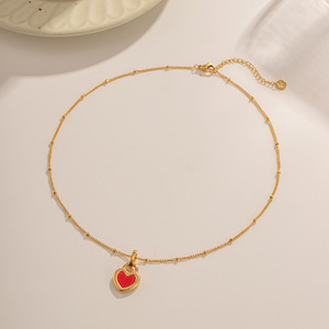 Collar de Corazón de Doble Cara Geométrico de Lujo Ligero, Estilo INS, Chapado en Oro de 18K, Colgante de Acero Inoxidable - Product Image 1