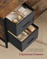 Bureau d'ordinateur en métal en forme de L pour jeux vidéo avec surface en bois, 2 tiroirs, prise de courant, support pour moniteur