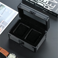 Estuche de Viaje para Relojes de Aluminio Personalizado de 2 Ranuras con Ventana Transparente y Espuma Moldeada, Venta al Por Mayor Directa de Fábrica OEM