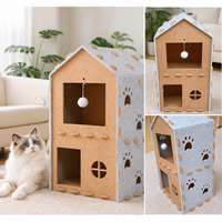 Nid pour chat en feutre double couche avec griffoir intégré et jouet pour chaton - Conception respirante Fabriqué en Chine Toutes saisons