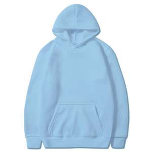 Sudadera con Capucha para Hombre de Algodón Azul Claro, Fabricante de Ropa Personalizada con Efecto Desgastado, Forro Polar Ligero, Serigrafía y Bordado para Invierno - Product Image 1