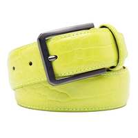 Service OEM Ceinture en cuir véritable 100% avec motif crocodile rose et boucle rectangulaire noire, style décontracté