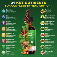 Itawel Gouttes liquides à absorption rapide sans gluten pour le soutien de la thyroïde avec vitamines, sélénium, zinc, L-tyrosine, iode et ashwagandha