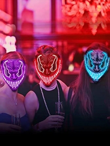 T-worthy 2022 Halloween <span class=keywords><strong>Venom</strong></span> LED Masque Effrayant Light-Up EL Wire Costume pour Mascarade Cosplay Party Nouveau Design PVC Matériel - Product Image 6