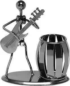 Cup Rocker and Guitar Design Office Supplies Organizer Pencil Cup Gunmetal Gray Metal Desk Pen Holder