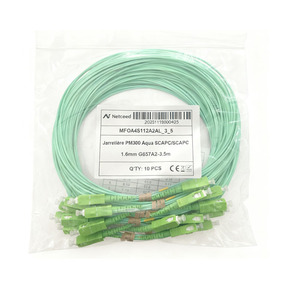 Cordon de brassage à fibre optique Netceed ETC 1,6 mm SC/APC FTTH WiFi, longueurs 1,5 m-4 m, Aqua Garter Optique G657A2 - Product Image 1