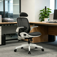 Chaise de bureau ergonomique pivotante noire avec appui-tête réglable et dossier confortable en maille pour l'étude