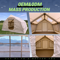 Tente de glamping de luxe imperméable, gonflable, quatre saisons, double couche, robuste, deux chambres, ouverture automatique rapide