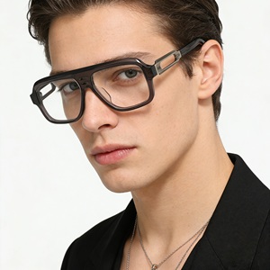 <span class=keywords><strong>Gafas</strong></span> Ópticas de Piloto Extra Grandes, Montura de Acetato de 8.0mm, Decoración Metálica, Unisex, Estilo Urbano, Resistentes, OEM - Product Image 1