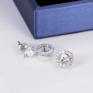 Bijoux Messi, boucles d'oreilles en diamant de laboratoire cultivé en or blanc 18 carats, taille ronde, 0,83 ct, D VS2 3EX - Product Image 3