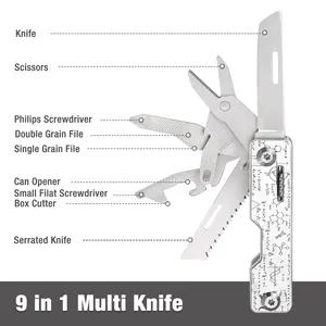 9 in 1 çelik cep Mini katlanır bıçak kamp çok amaçlı bıçak - Product Image 6