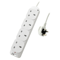 Multiprise UK 6 voies 13A 250V ~ avec H05VV-F de protection pour enfants 3G1.25mm2 X1M CE UKCA